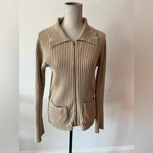Banana Republic Stretch Ribbed Zip Cardigan - Taupe